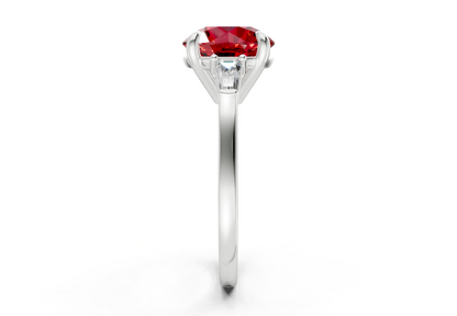 Isla Ruby Gemstone Three Stone Round Cut 1.8mm Engagement Ring