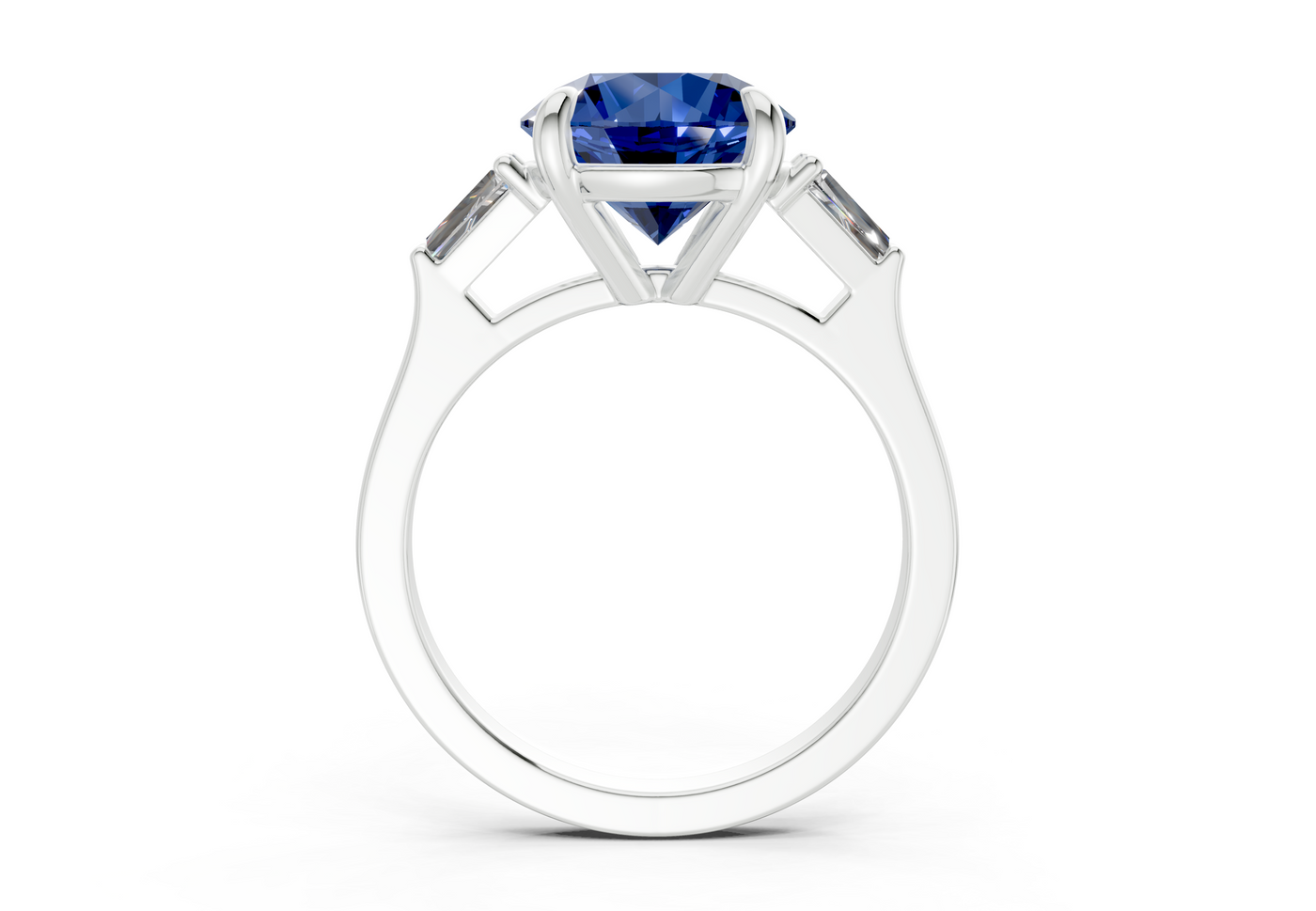 Isla Sapphire Gemstone Three Stone Round Cut 1.8mm Engagement Ring