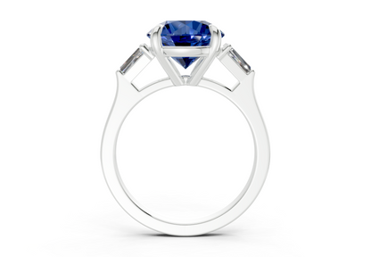 Isla Sapphire Gemstone Three Stone Round Cut 1.8mm Engagement Ring