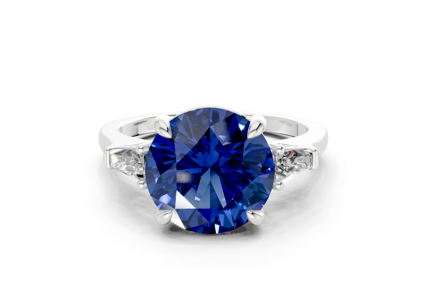 Isla Sapphire Gemstone Three Stone Round Cut 1.8mm Engagement Ring