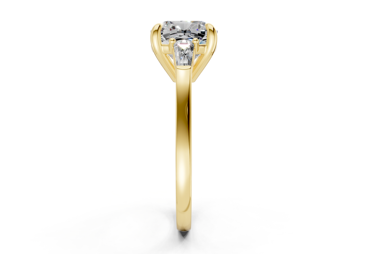 Isla Diamond Three Stone Cushion Square Cut 1.8mm Engagement Ring