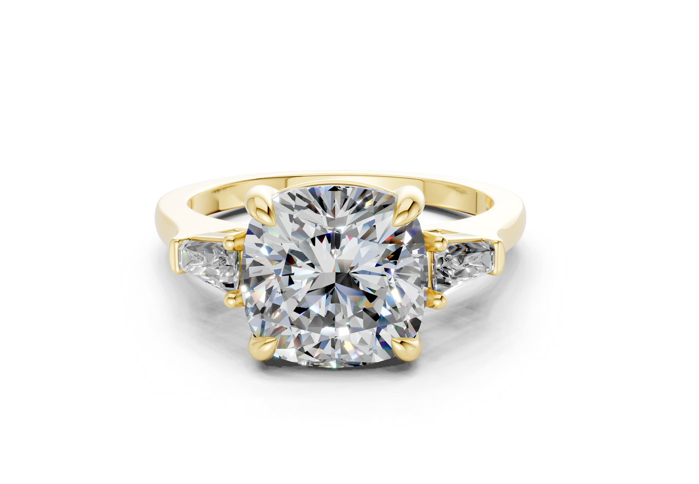 Isla Diamond Three Stone Cushion Square Cut 1.8mm Engagement Ring