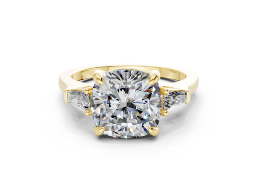Isla Diamond Three Stone Cushion Square Cut 1.8mm Engagement Ring