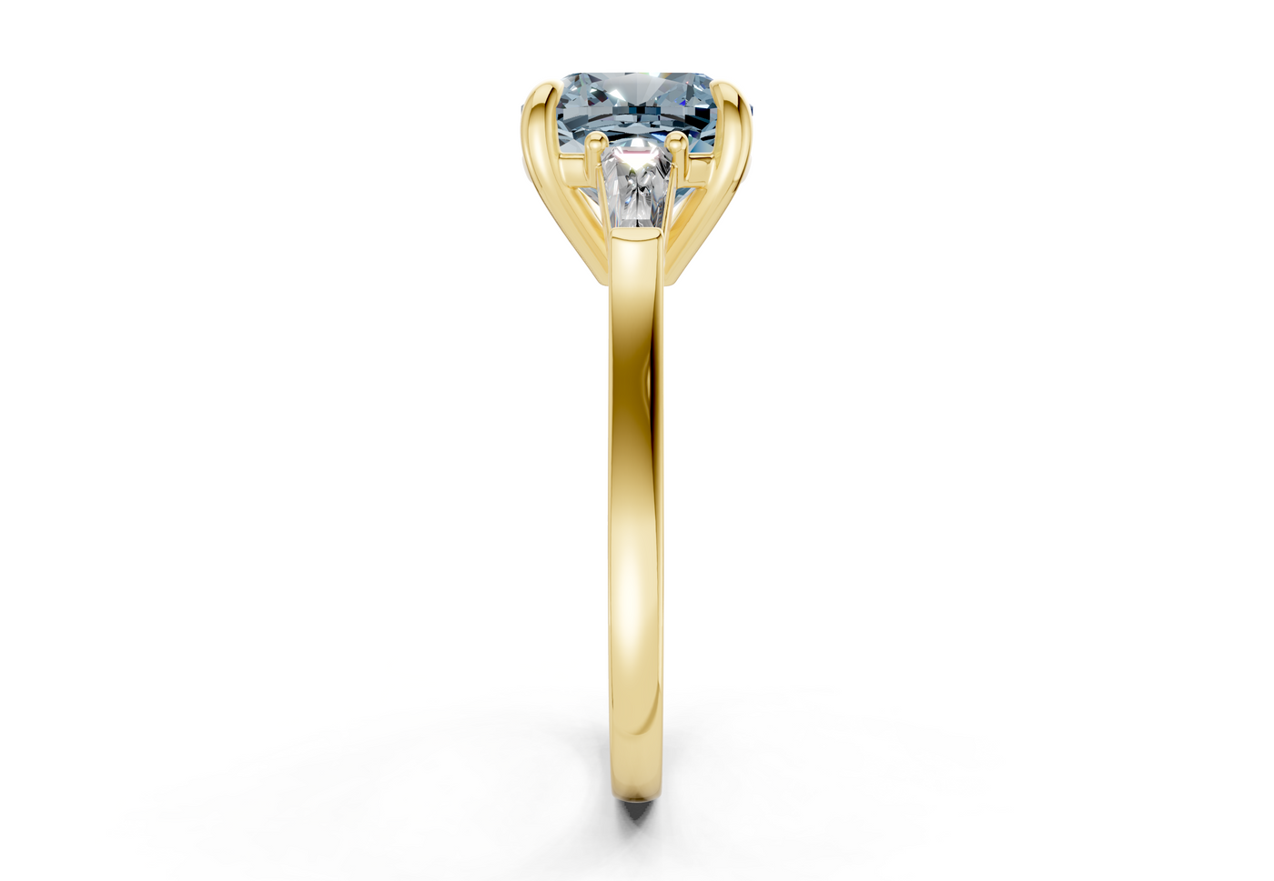 Isla Blue Diamond Three Stone Cushion Square Cut 1.8mm Engagement Ring