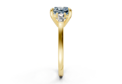 Isla Blue Diamond Three Stone Cushion Square Cut 1.8mm Engagement Ring