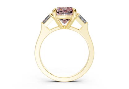 Isla Pink Diamond Three Stone Cushion Square Cut 1.8mm Engagement Ring