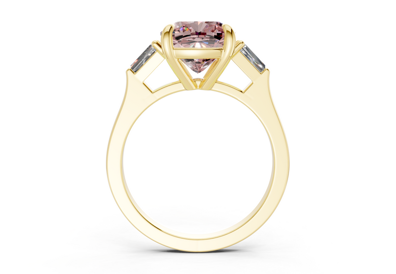 Isla Pink Diamond Three Stone Cushion Square Cut 1.8mm Engagement Ring