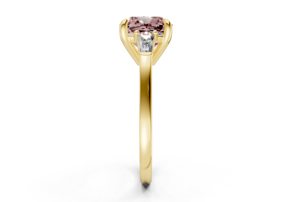 Isla Pink Diamond Three Stone Cushion Square Cut 1.8mm Engagement Ring