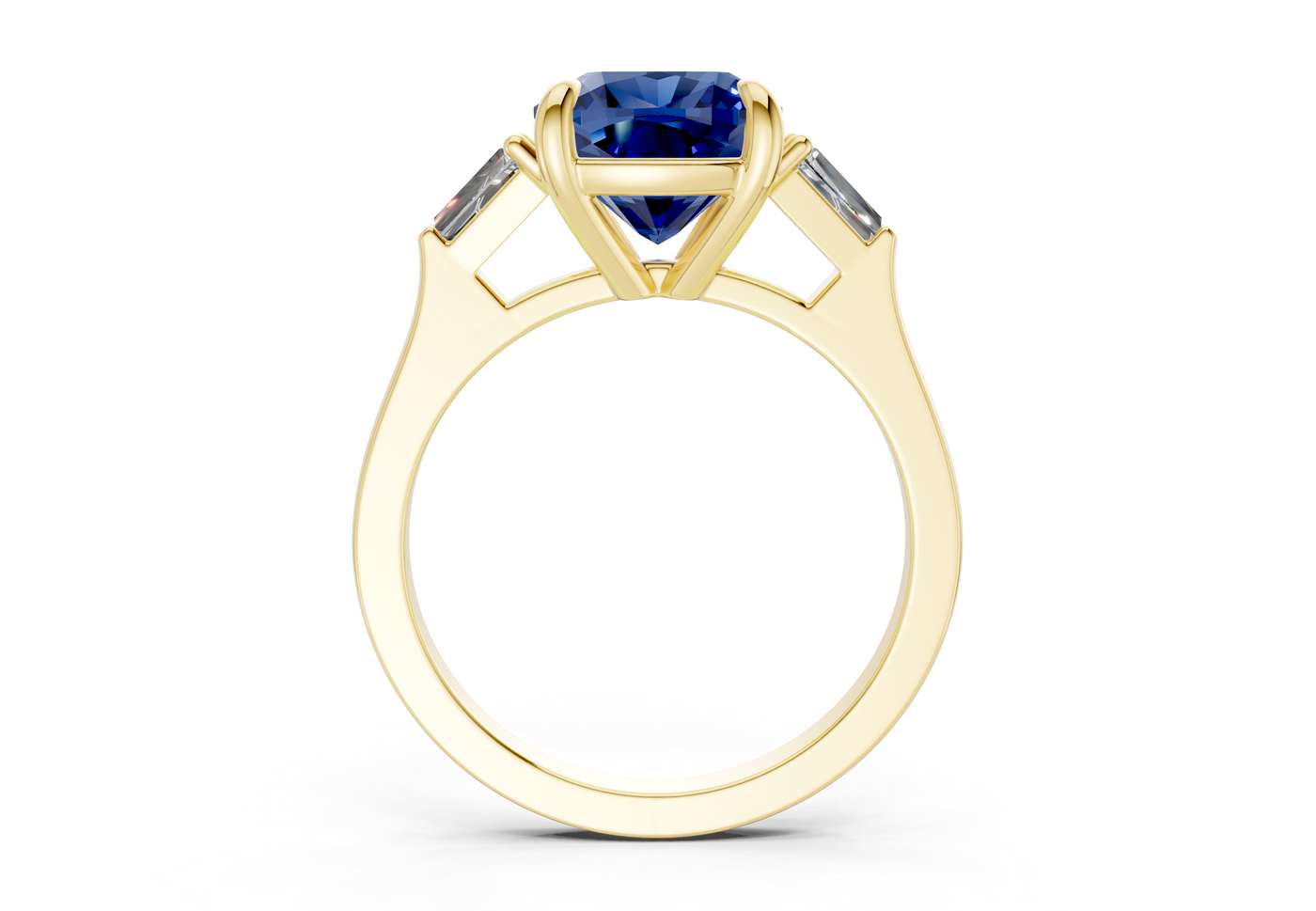 Isla Sapphire Gemstone Three Stone Cushion Square Cut 1.8mm Engagement Ring