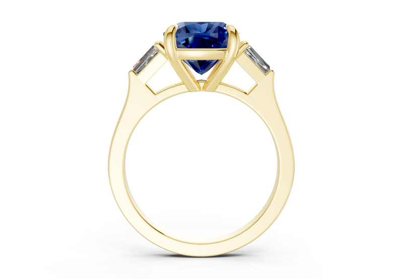Isla Sapphire Gemstone Three Stone Cushion Square Cut 1.8mm Engagement Ring