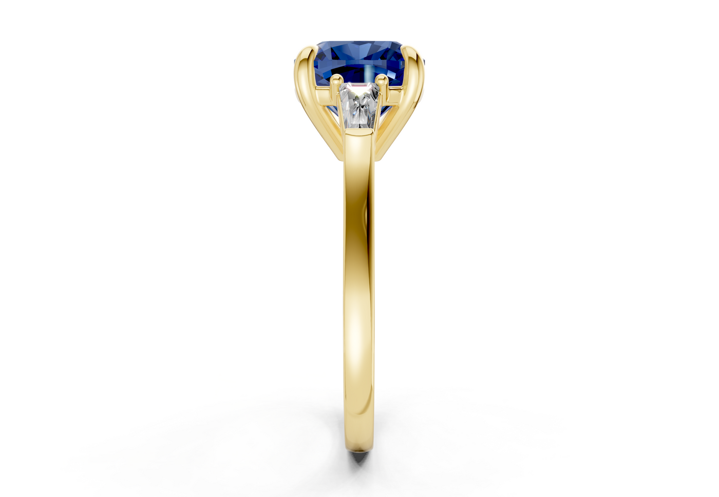 Isla Sapphire Gemstone Three Stone Cushion Square Cut 1.8mm Engagement Ring