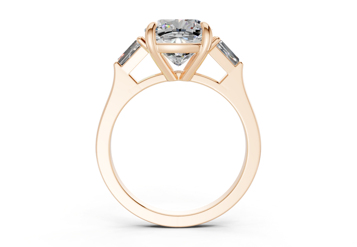 Isla Diamond Three Stone Cushion Square Cut 1.8mm Engagement Ring