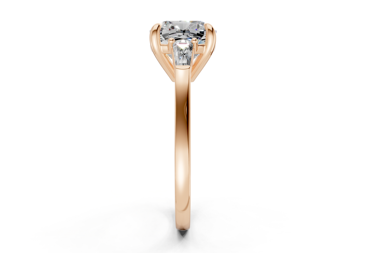 Isla Diamond Three Stone Cushion Square Cut 1.8mm Engagement Ring