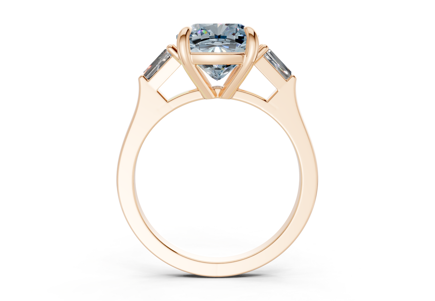 Isla Blue Diamond Three Stone Cushion Square Cut 1.8mm Engagement Ring