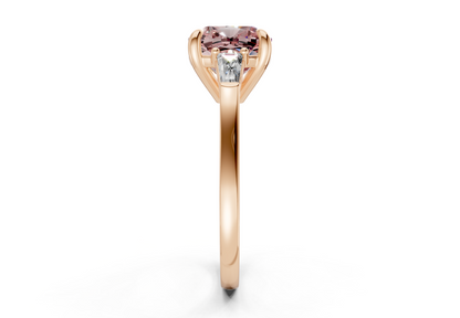 Isla Pink Diamond Three Stone Cushion Square Cut 1.8mm Engagement Ring
