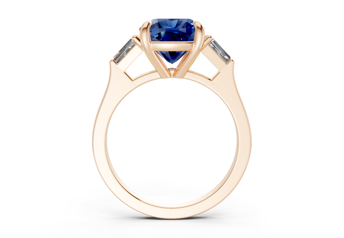 Isla Sapphire Gemstone Three Stone Cushion Square Cut 1.8mm Engagement Ring