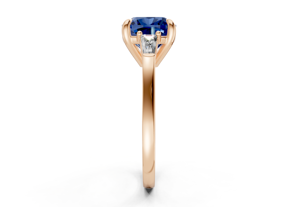 Isla Sapphire Gemstone Three Stone Cushion Square Cut 1.8mm Engagement Ring