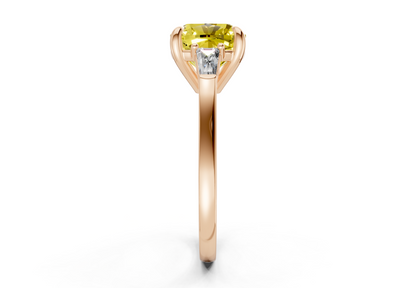 Isla Yellow Diamond Three Stone Cushion Square Cut 1.8mm Engagement Ring