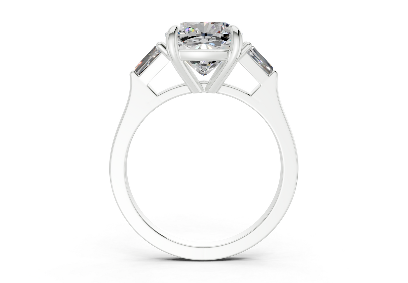 Isla Diamond Three Stone Cushion Square Cut 1.8mm Engagement Ring