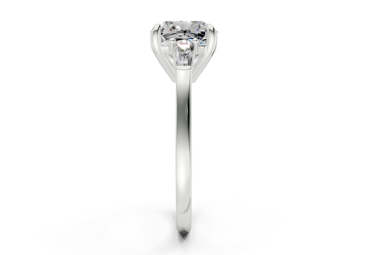 Isla Diamond Three Stone Cushion Square Cut 1.8mm Engagement Ring