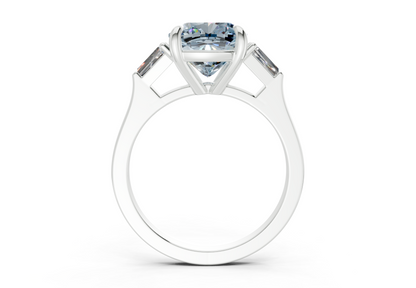 Isla Blue Diamond Three Stone Cushion Square Cut 1.8mm Engagement Ring