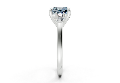 Isla Blue Diamond Three Stone Cushion Square Cut 1.8mm Engagement Ring