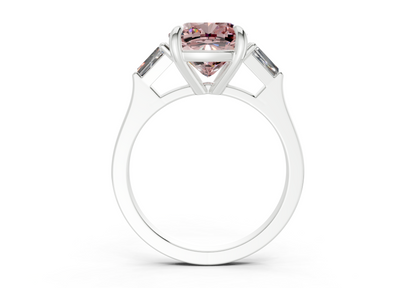 Isla Pink Diamond Three Stone Cushion Square Cut 1.8mm Engagement Ring