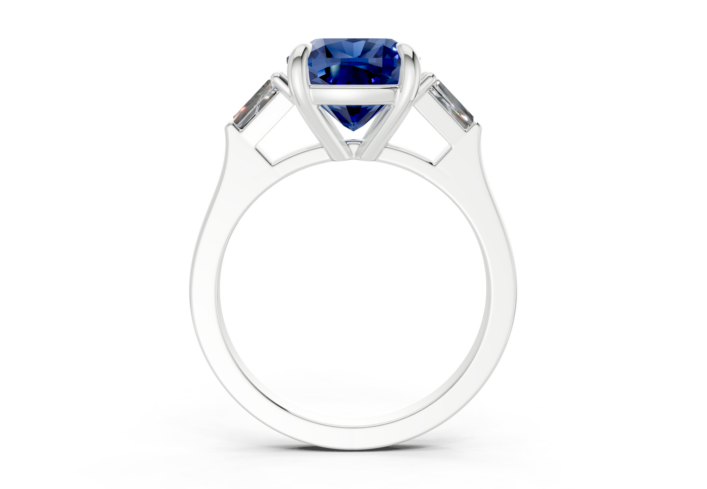 Isla Sapphire Gemstone Three Stone Cushion Square Cut 1.8mm Engagement Ring