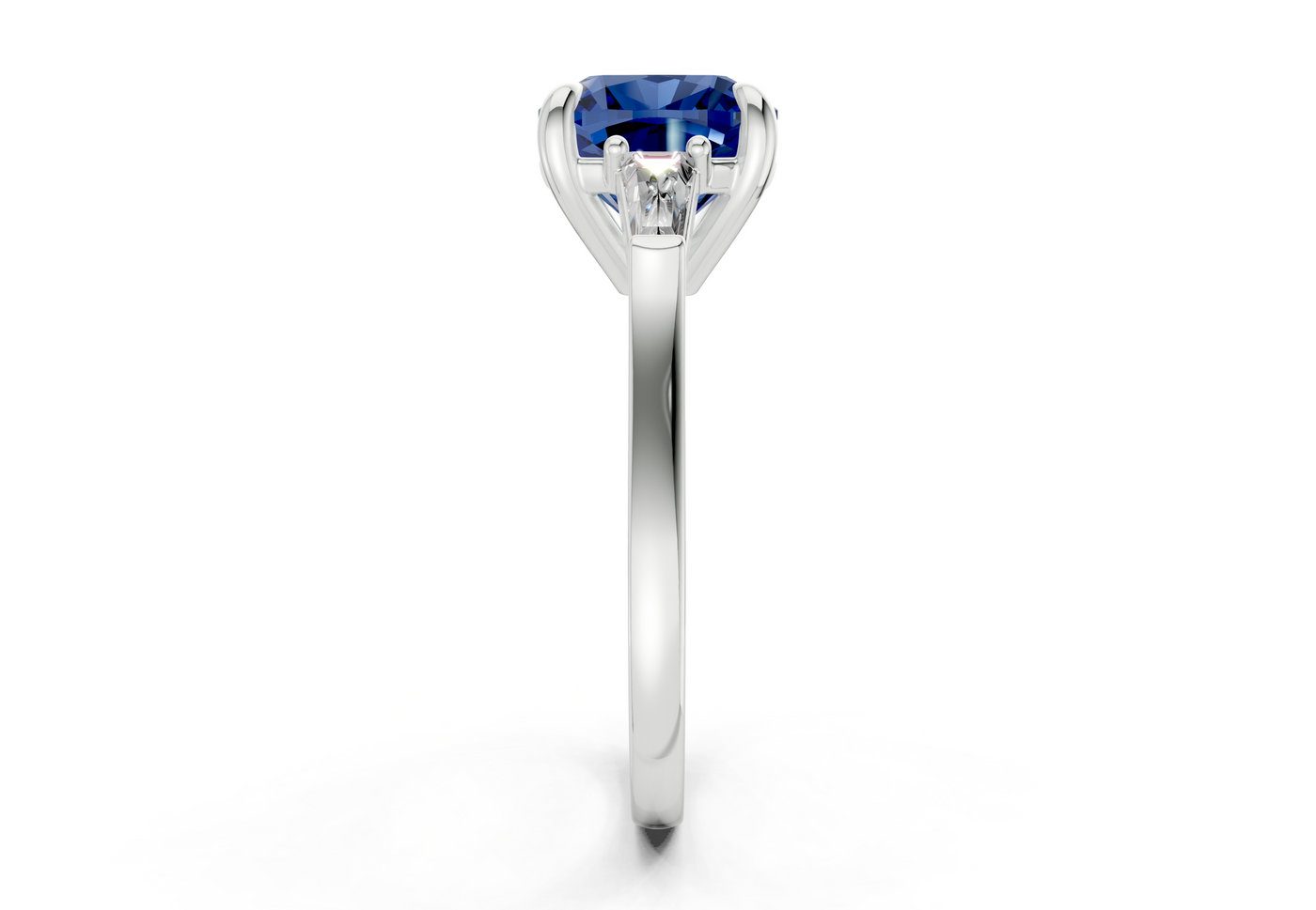 Isla Sapphire Gemstone Three Stone Cushion Square Cut 1.8mm Engagement Ring