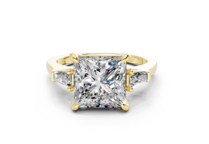 Isla Diamond Three Stone Princess Cut 1.8mm Engagement Ring