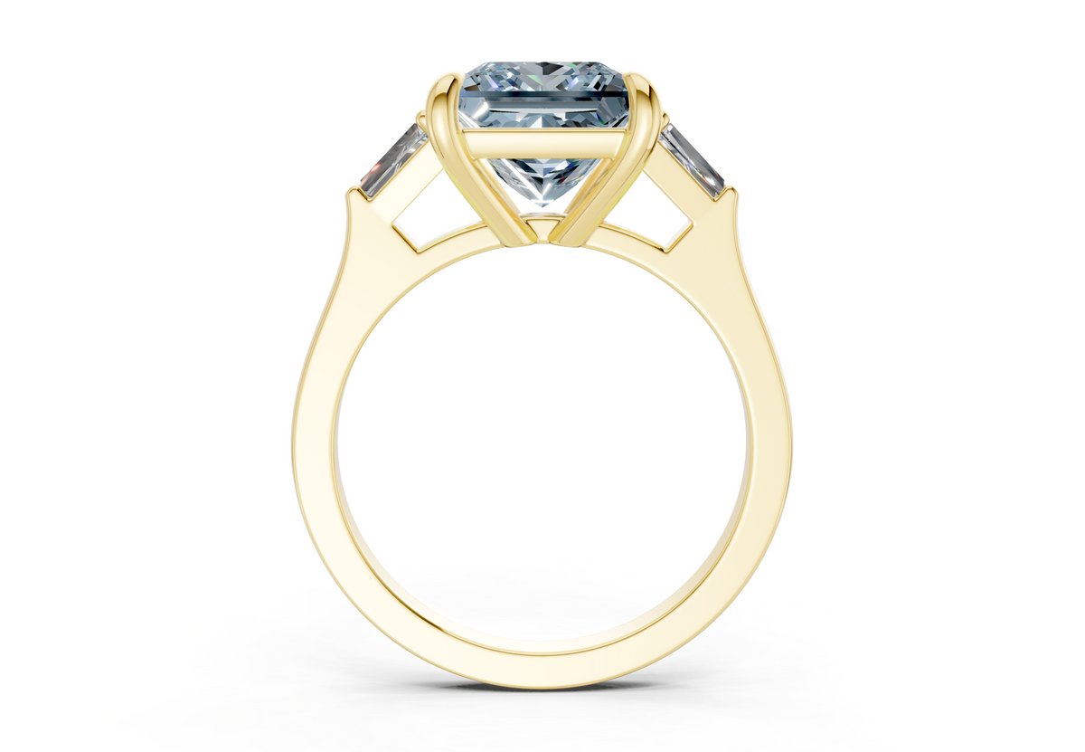 Isla Blue Diamond Three Stone Princess Cut 1.8mm Engagement Ring