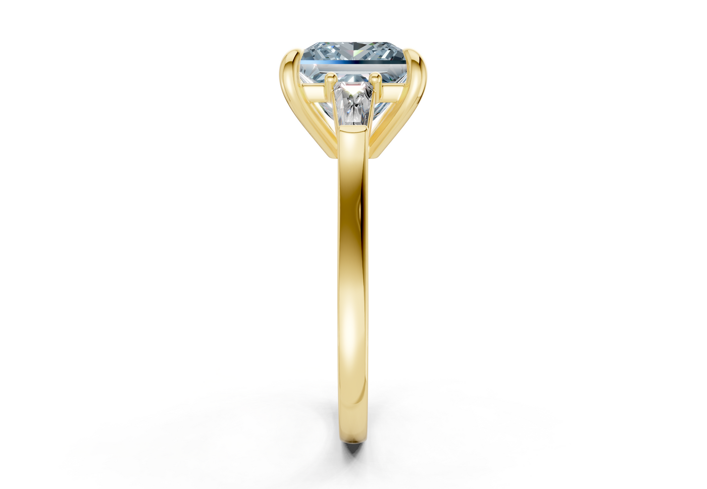 Isla Blue Diamond Three Stone Princess Cut 1.8mm Engagement Ring