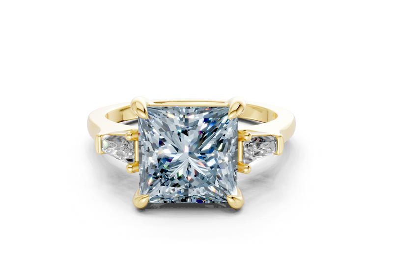 Isla Blue Diamond Three Stone Princess Cut 1.8mm Engagement Ring