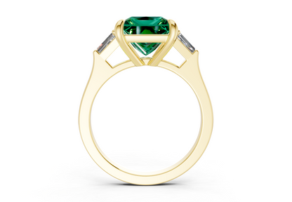 Isla Emerald Gemstone Three Stone Princess Cut 1.8mm Engagement Ring