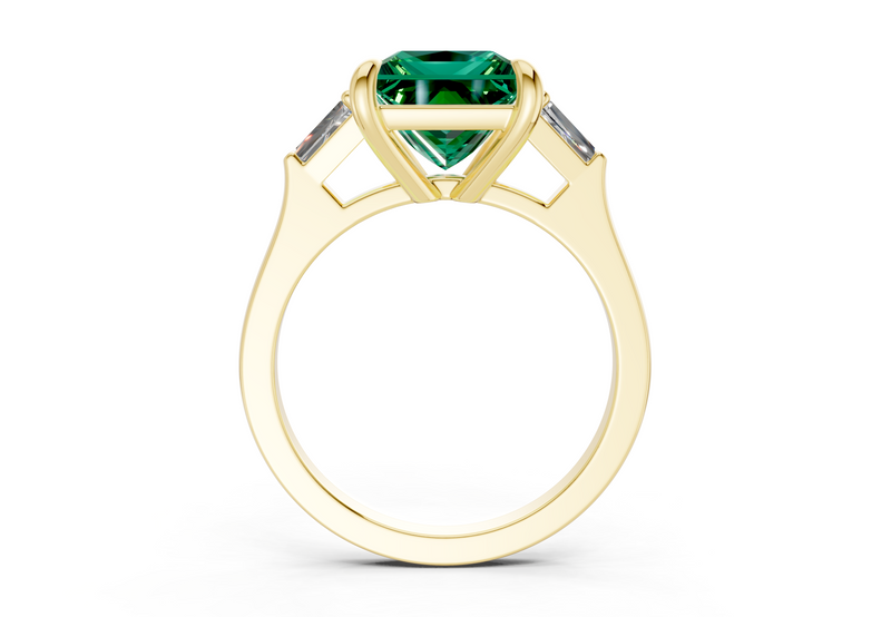 Isla Emerald Gemstone Three Stone Princess Cut 1.8mm Engagement Ring