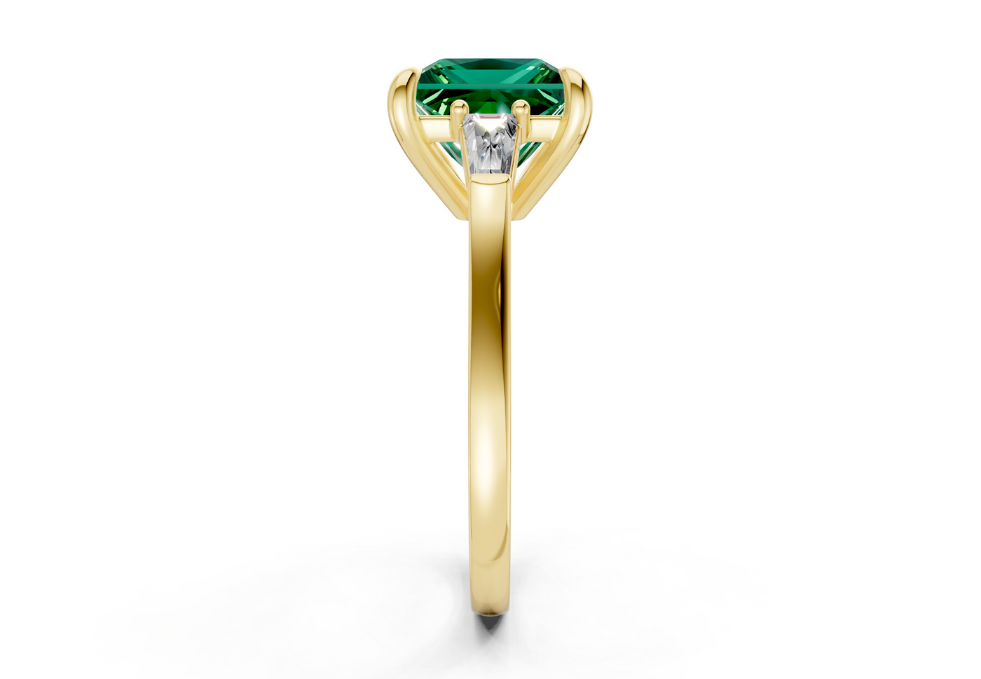 Isla Emerald Gemstone Three Stone Princess Cut 1.8mm Engagement Ring