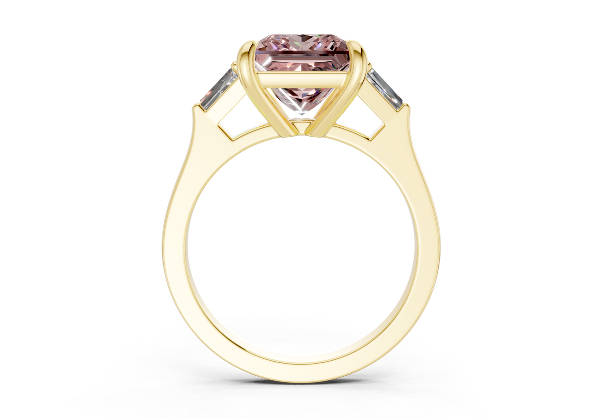 Isla Pink Diamond Three Stone Princess Cut 1.8mm Engagement Ring