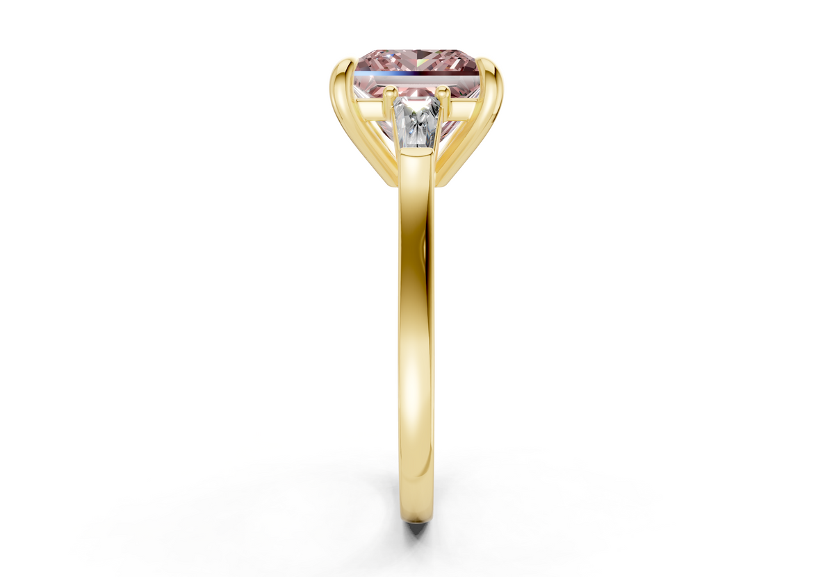 Isla Pink Diamond Three Stone Princess Cut 1.8mm Engagement Ring