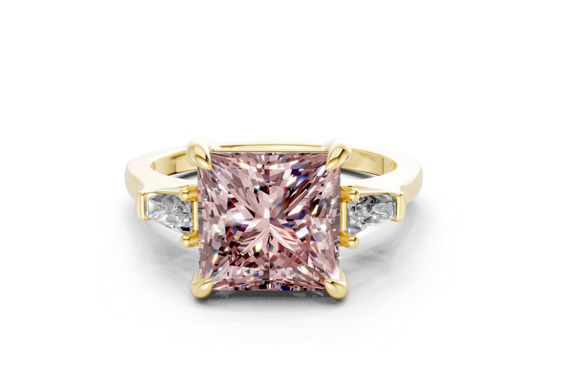 Isla Pink Diamond Three Stone Princess Cut 1.8mm Engagement Ring