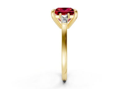 Isla Ruby Gemstone Three Stone Princess Cut 1.8mm Engagement Ring