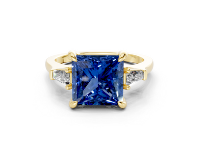 Isla Sapphire Gemstone Three Stone Princess Cut 1.8mm Engagement Ring