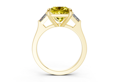Isla Yellow Diamond Three Stone Princess Cut 1.8mm Engagement Ring