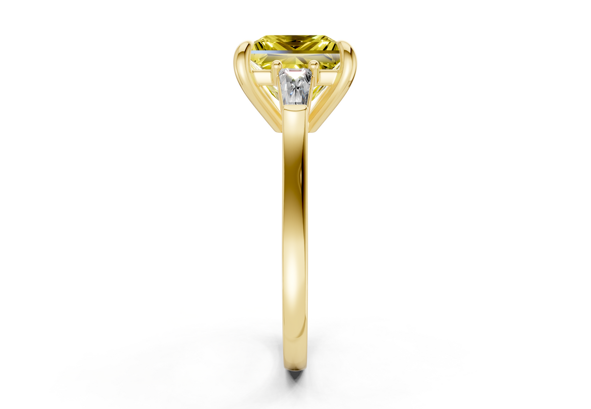 Isla Yellow Diamond Three Stone Princess Cut 1.8mm Engagement Ring