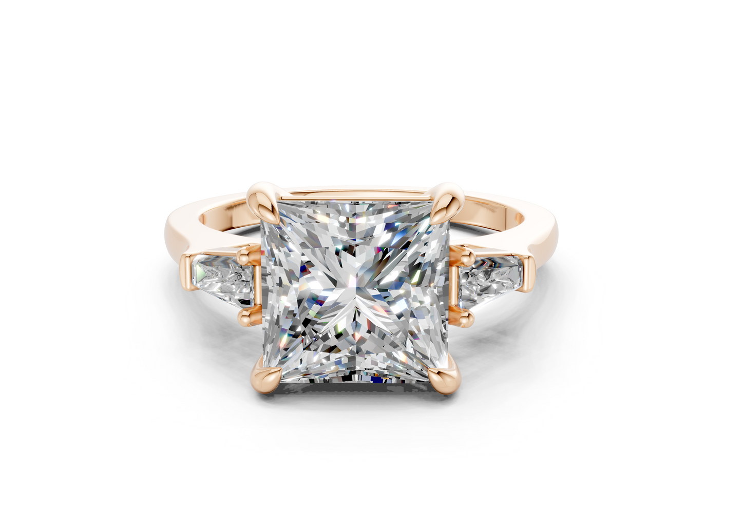 Isla Diamond Three Stone Princess Cut 1.8mm Engagement Ring