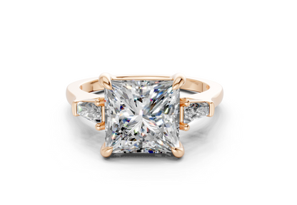 Isla Diamond Three Stone Princess Cut 1.8mm Engagement Ring