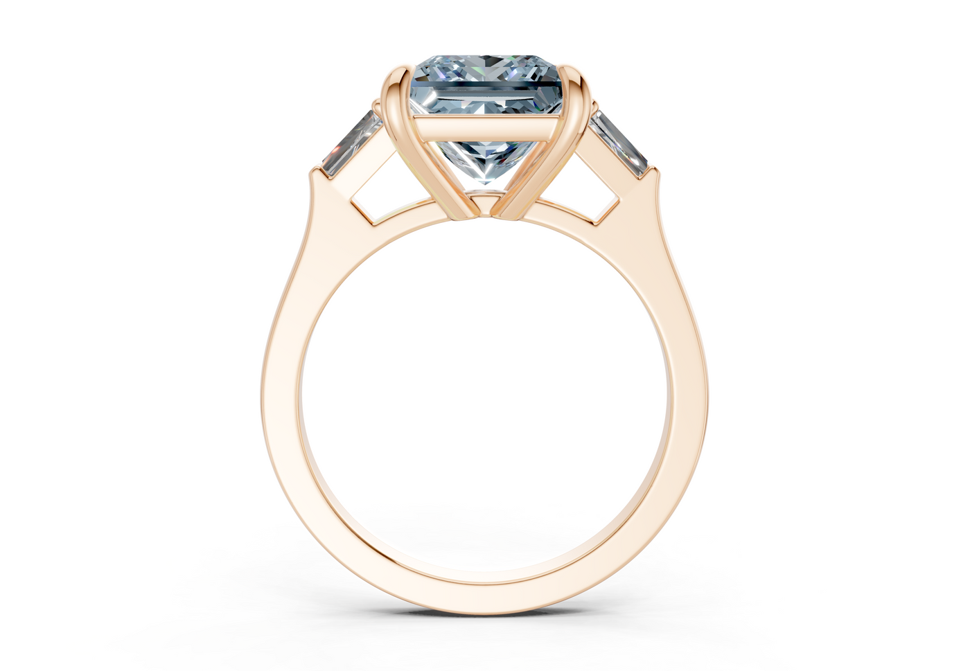 Isla Blue Diamond Three Stone Princess Cut 1.8mm Engagement Ring