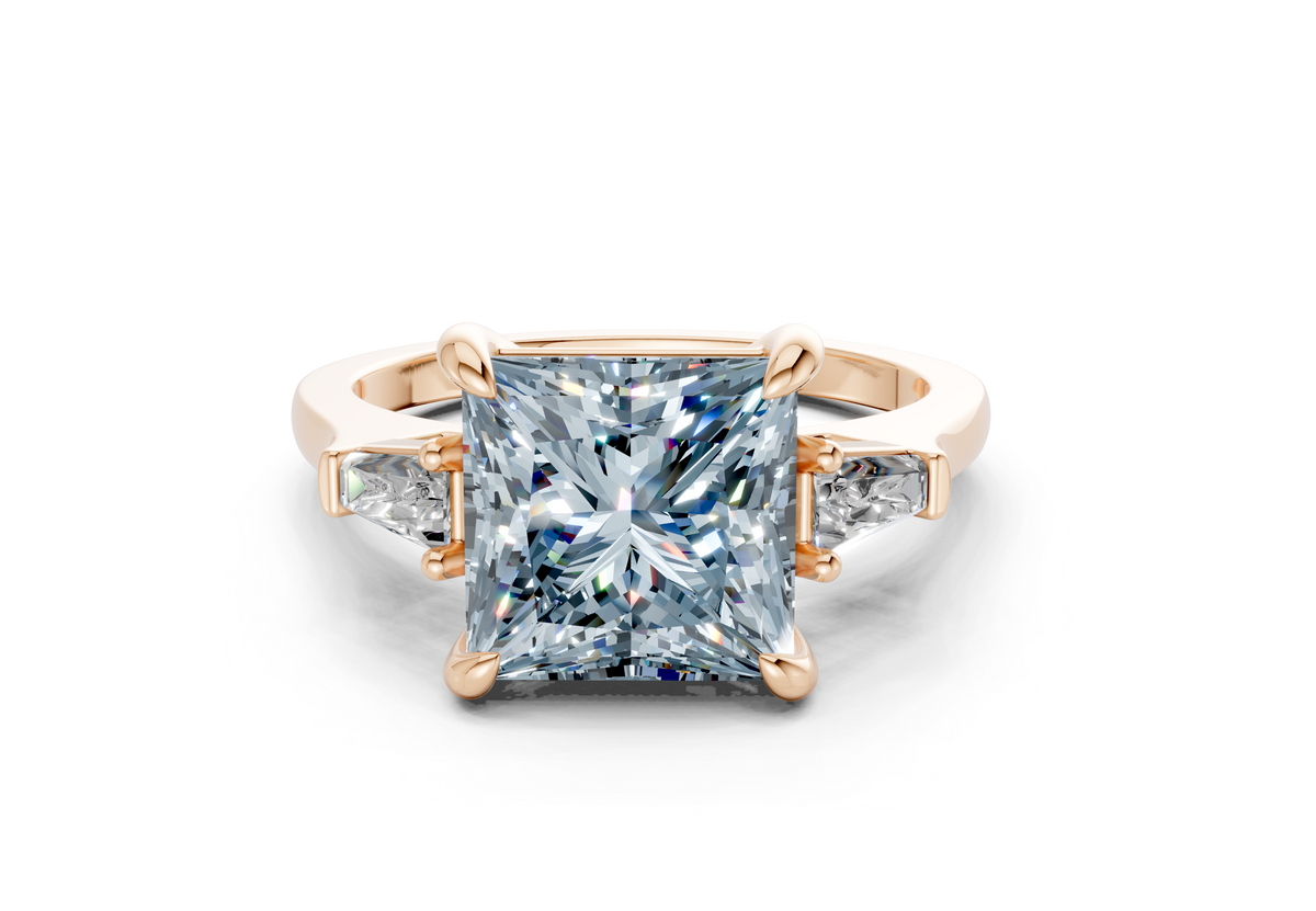 Isla Blue Diamond Three Stone Princess Cut 1.8mm Engagement Ring