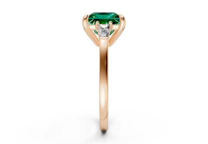 Isla Emerald Gemstone Three Stone Princess Cut 1.8mm Engagement Ring