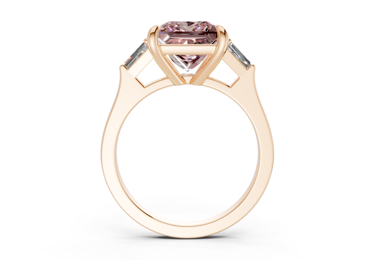 Isla Pink Diamond Three Stone Princess Cut 1.8mm Engagement Ring