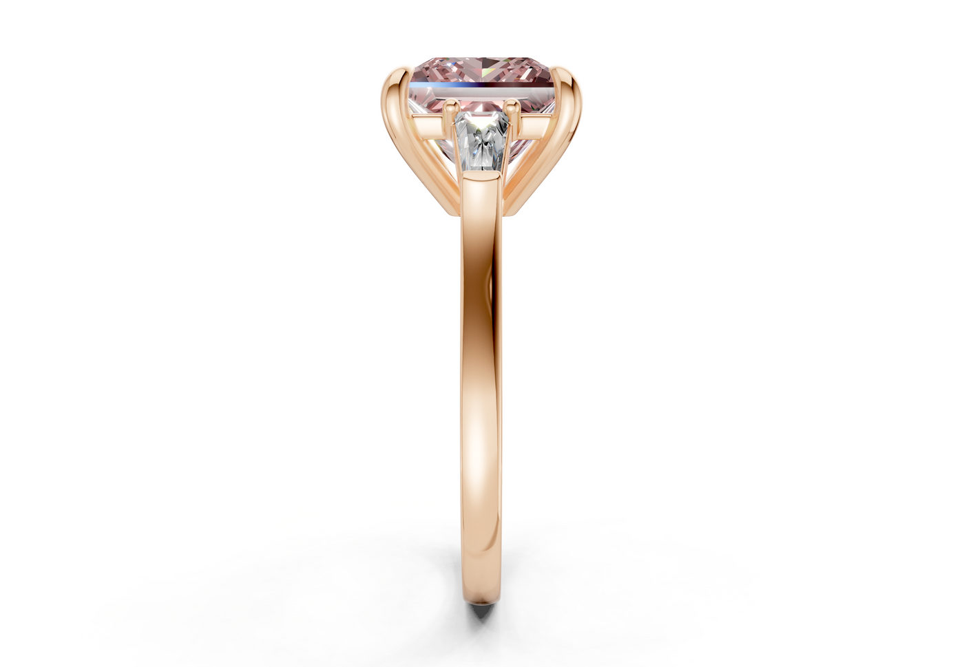 Isla Pink Diamond Three Stone Princess Cut 1.8mm Engagement Ring